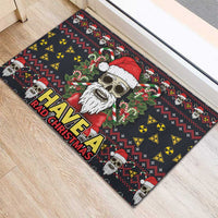 Skull Have A Rad Christmas Rubber Doormat Santa Skull - Wonder Print Shop