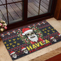 Skull Have A Rad Christmas Rubber Doormat Santa Skull - Wonder Print Shop