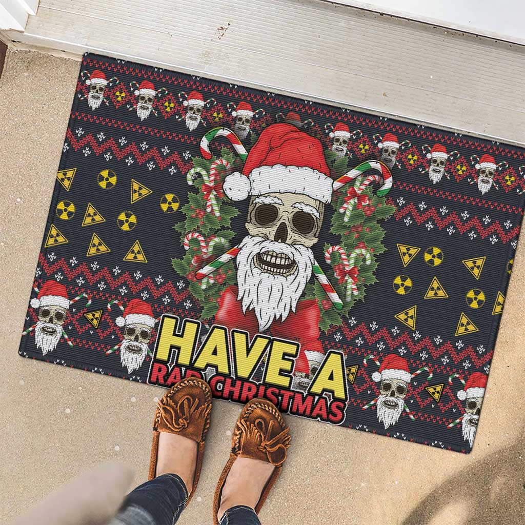 Skull Have A Rad Christmas Rubber Doormat Santa Skull - Wonder Print Shop