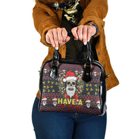 Skull Have A Rad Christmas Shoulder Handbag Santa Skull
