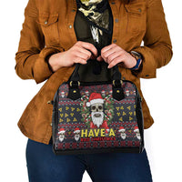Skull Have A Rad Christmas Shoulder Handbag Santa Skull