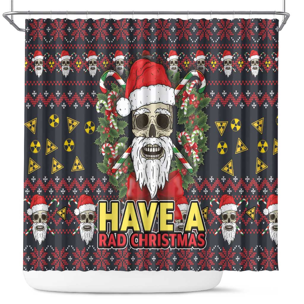 Skull Have A Rad Christmas Shower Curtain Santa Skull