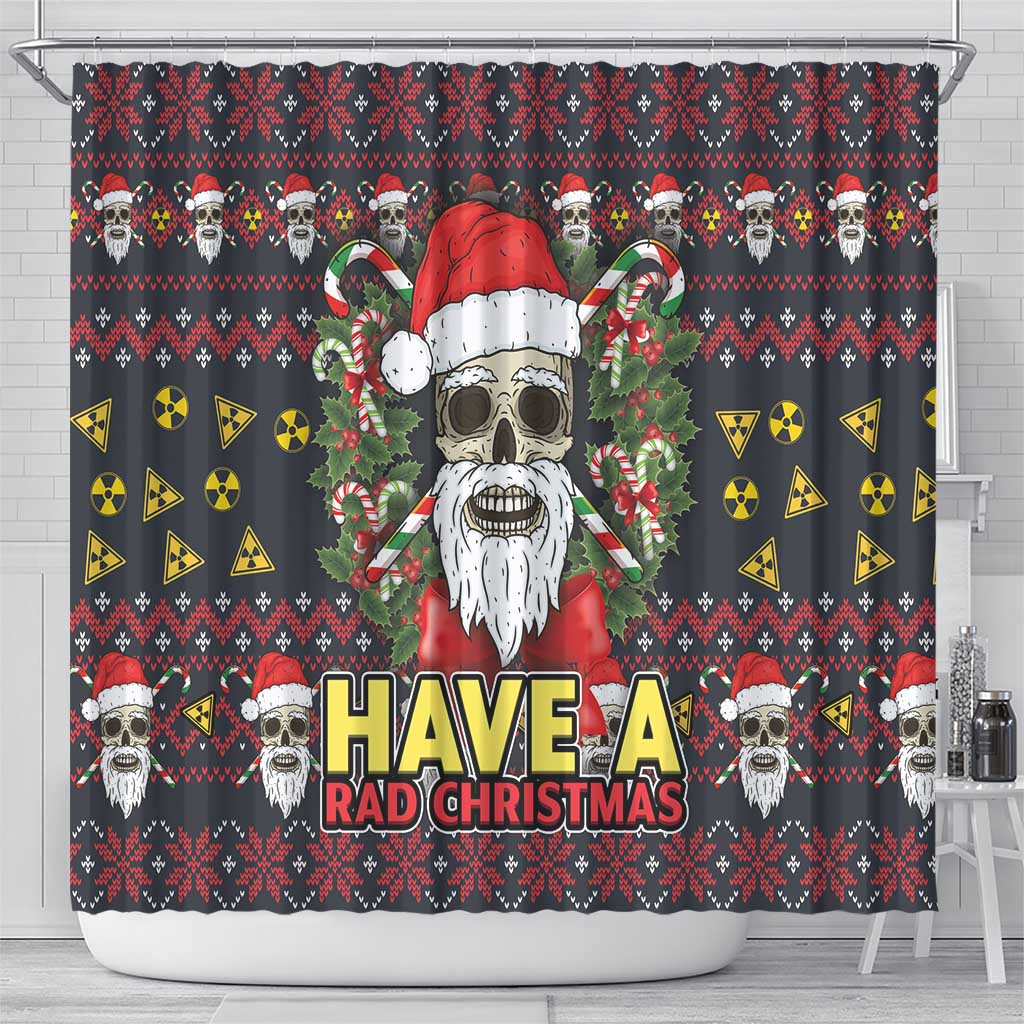 Skull Have A Rad Christmas Shower Curtain Santa Skull