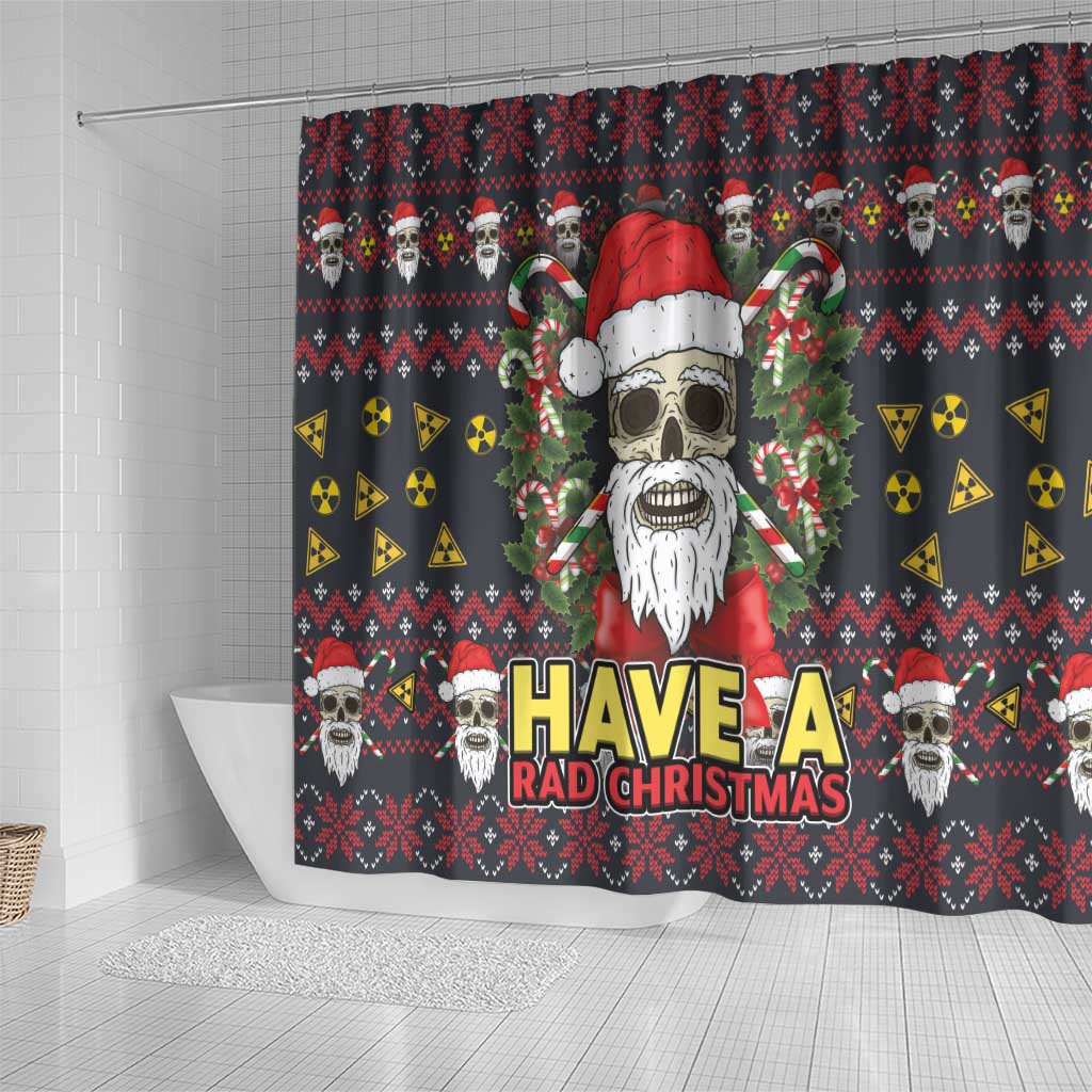 Skull Have A Rad Christmas Shower Curtain Santa Skull