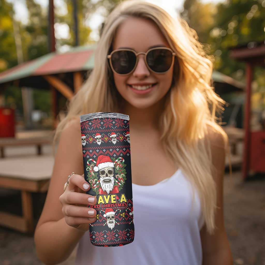 Skull Have A Rad Christmas Skinny Tumbler Santa Skull - Wonder Print Shop