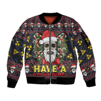 Skull Have A Rad Christmas Sleeve Zip Bomber Jacket Santa Skull - Wonder Print Shop