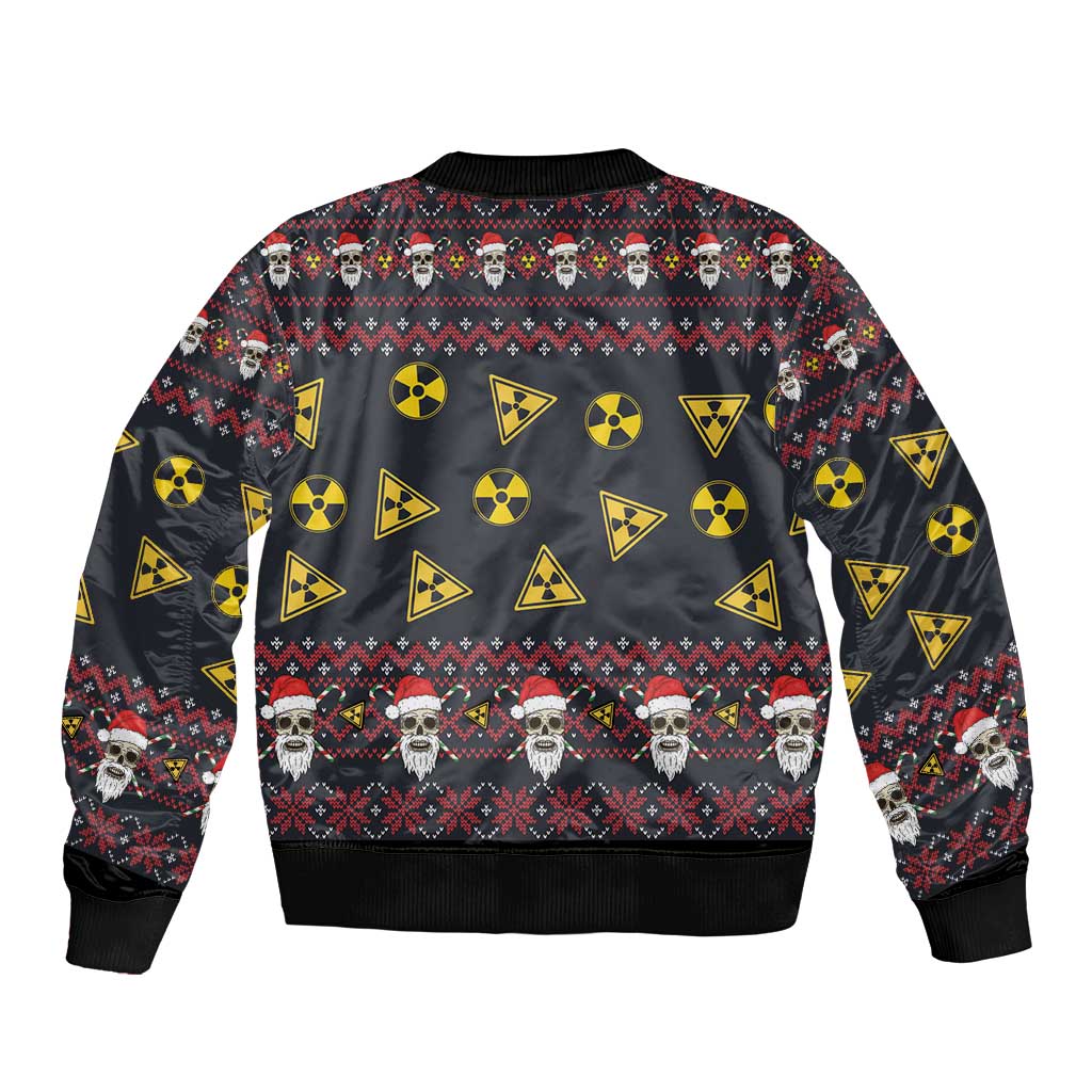 Skull Have A Rad Christmas Sleeve Zip Bomber Jacket Santa Skull - Wonder Print Shop