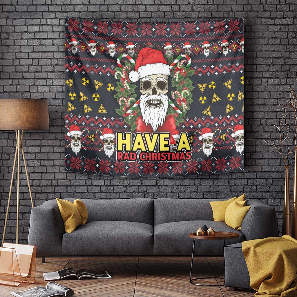 Skull Have A Rad Christmas Tapestry Santa Skull - Wonder Print Shop