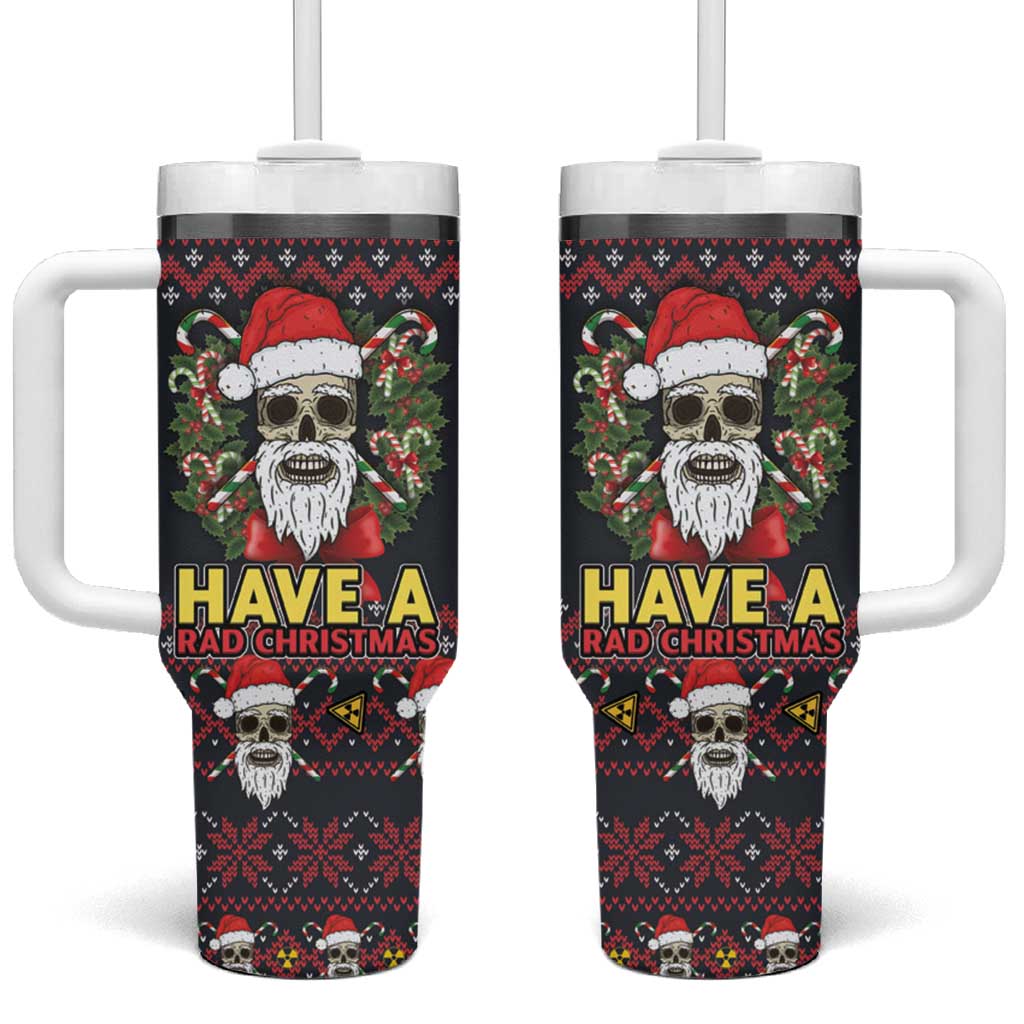 Skull Have A Rad Christmas Tumbler With Handle Santa Skull - Wonder Print Shop