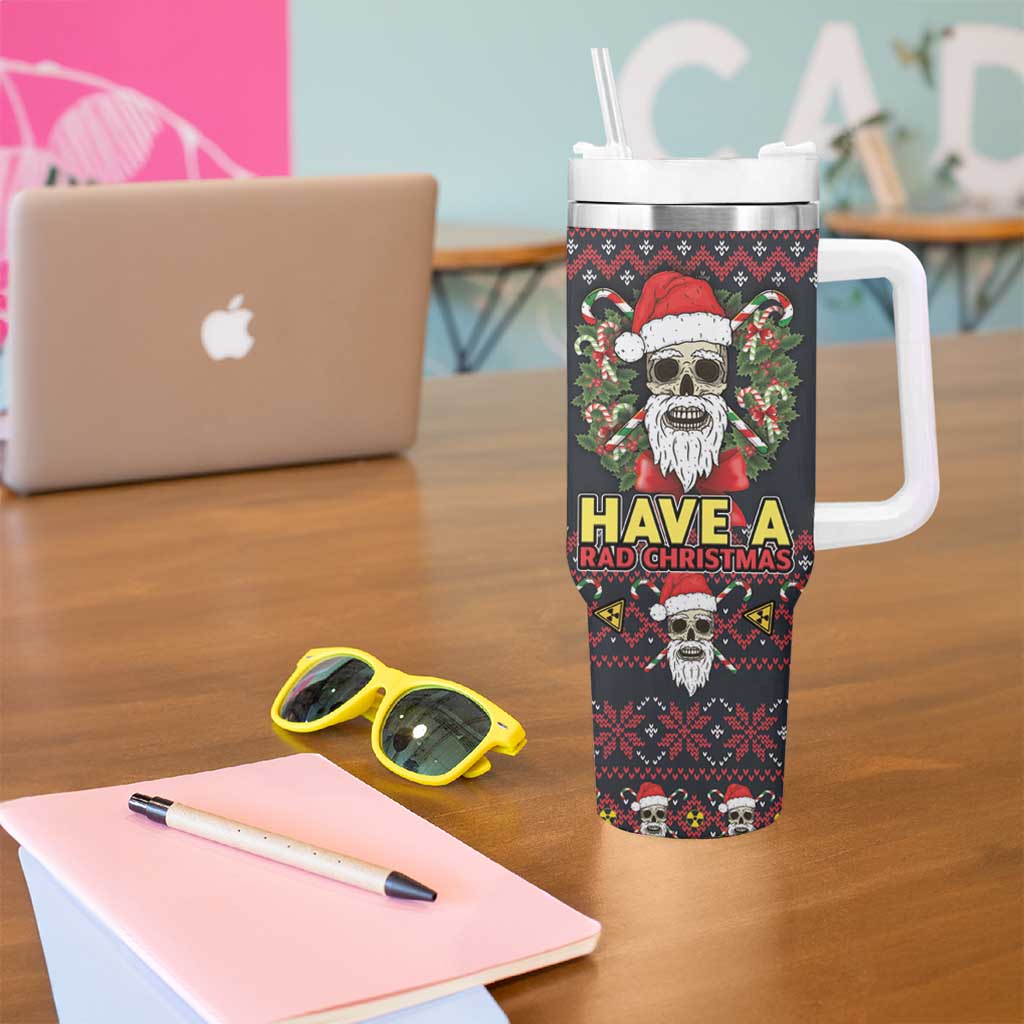 Skull Have A Rad Christmas Tumbler With Handle Santa Skull - Wonder Print Shop