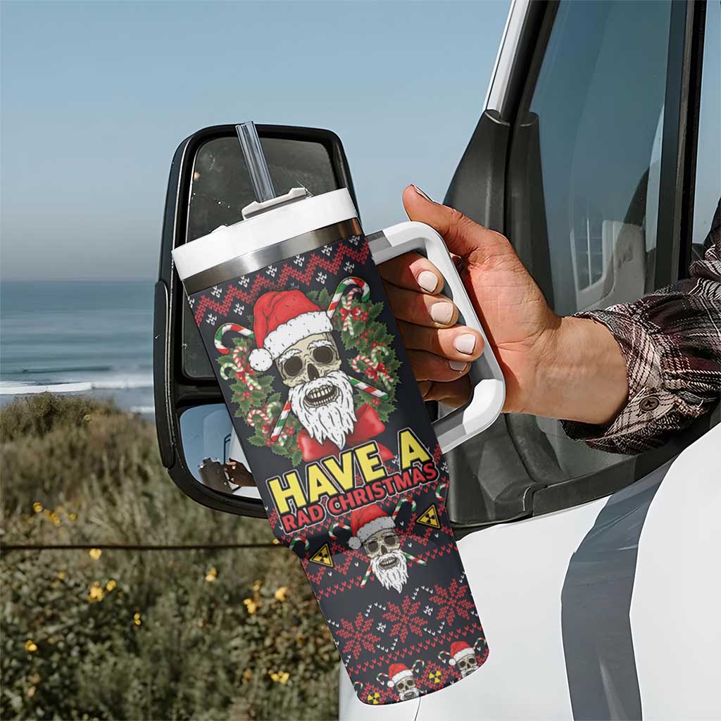 Skull Have A Rad Christmas Tumbler With Handle Santa Skull - Wonder Print Shop