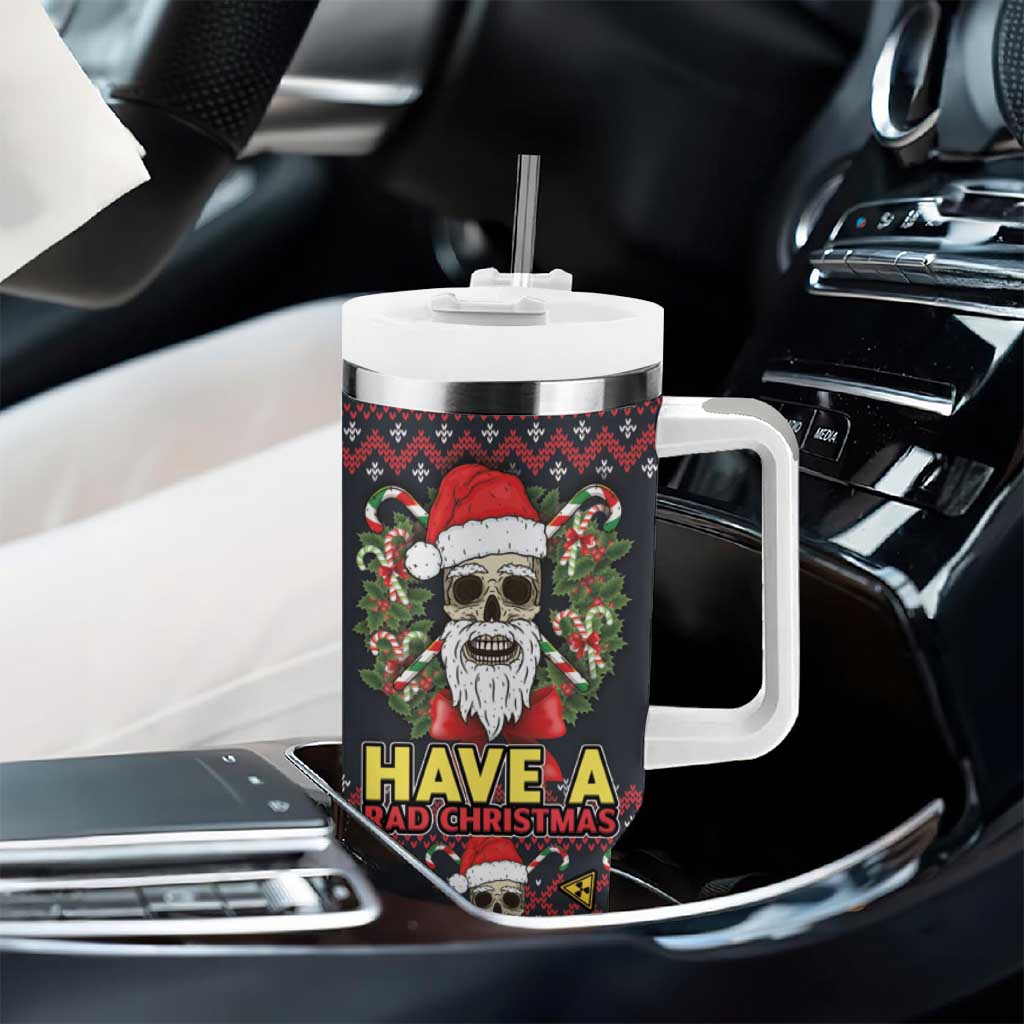 Skull Have A Rad Christmas Tumbler With Handle Santa Skull - Wonder Print Shop