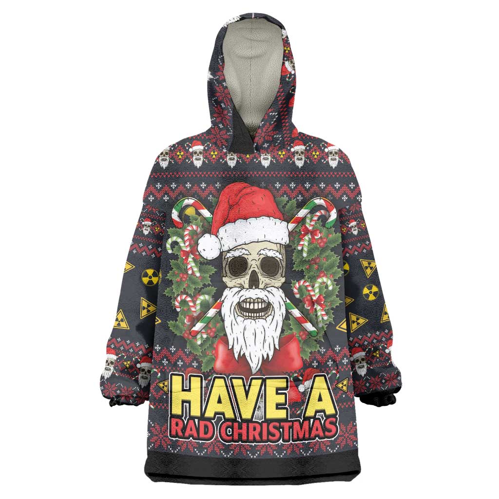 Skull Have A Rad Christmas Wearable Blanket Hoodie Santa Skull - Wonder Print Shop