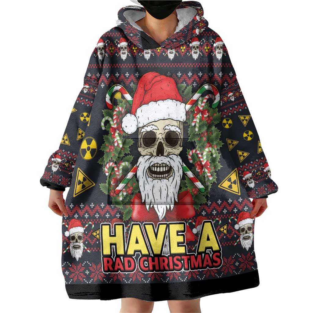 Skull Have A Rad Christmas Wearable Blanket Hoodie Santa Skull - Wonder Print Shop