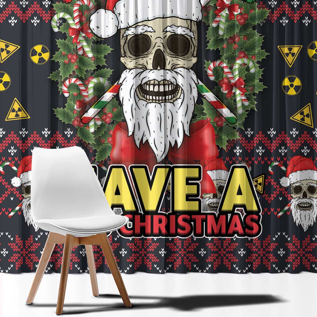 Skull Have A Rad Christmas Window Curtain Santa Skull - Wonder Print Shop