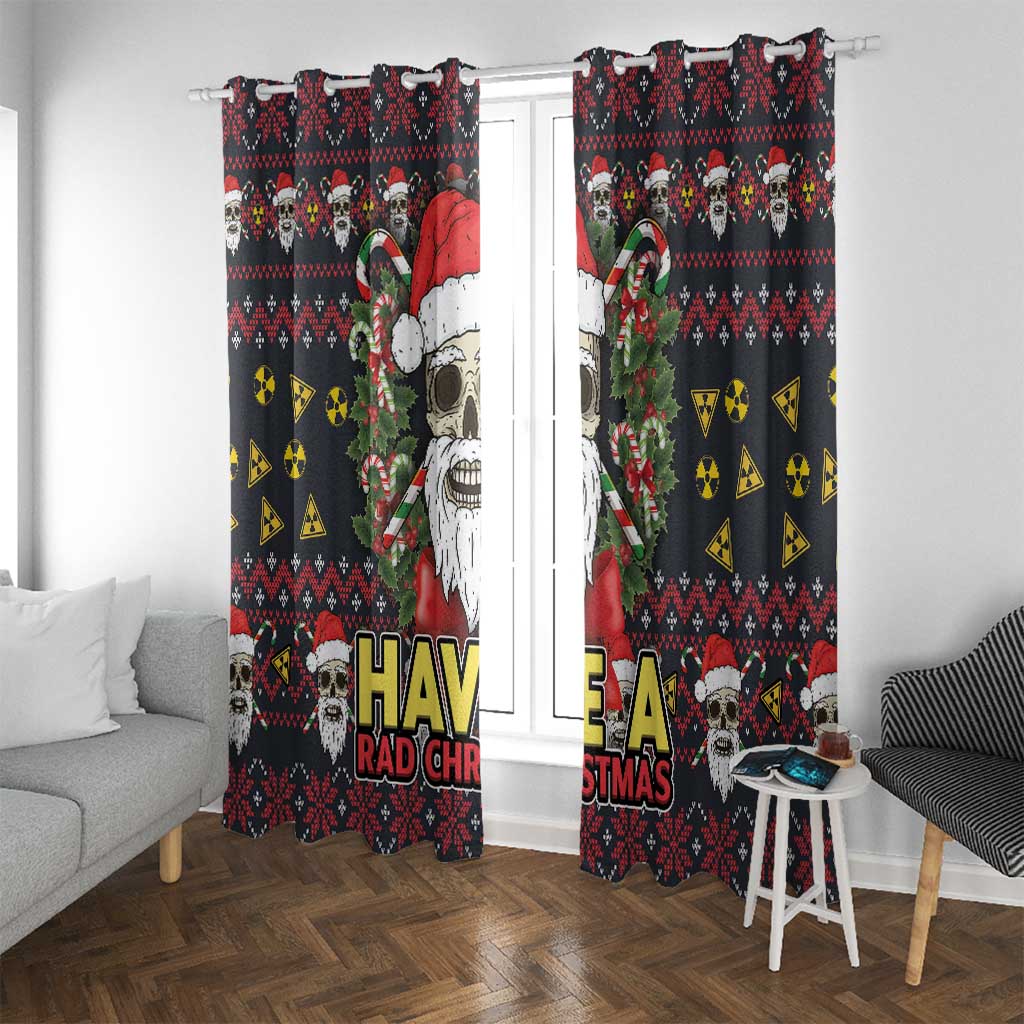 Skull Have A Rad Christmas Window Curtain Santa Skull - Wonder Print Shop