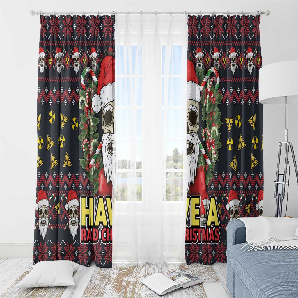 Skull Have A Rad Christmas Window Curtain Santa Skull - Wonder Print Shop