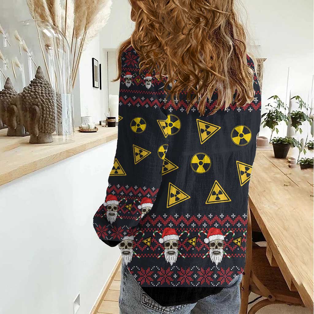 Skull Have A Rad Christmas Women Casual Shirt Santa Skull - Wonder Print Shop