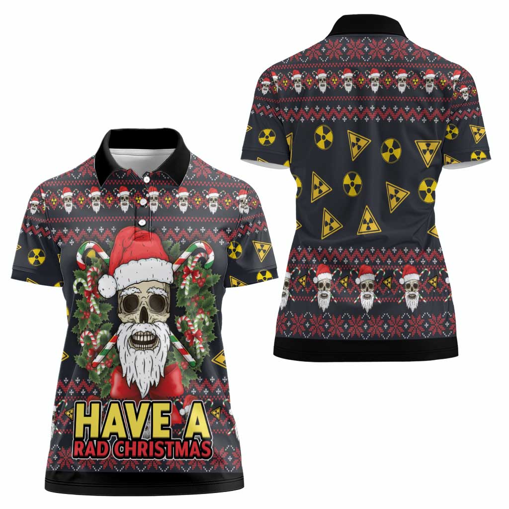 Skull Have A Rad Christmas Women Polo Shirt Santa Skull - Wonder Print Shop
