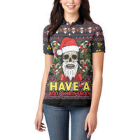 Skull Have A Rad Christmas Women Polo Shirt Santa Skull - Wonder Print Shop