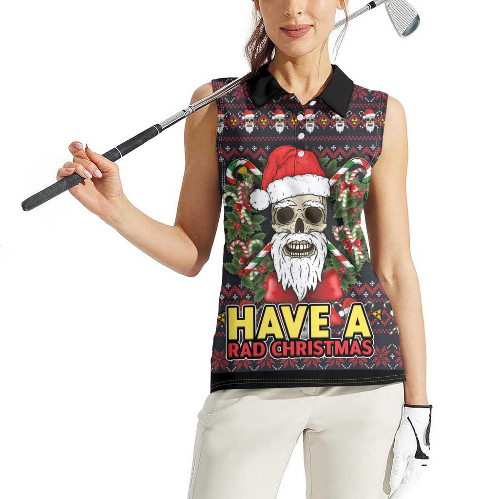 Skull Have A Rad Christmas Women Sleeveless Polo Shirt Santa Skull - Wonder Print Shop