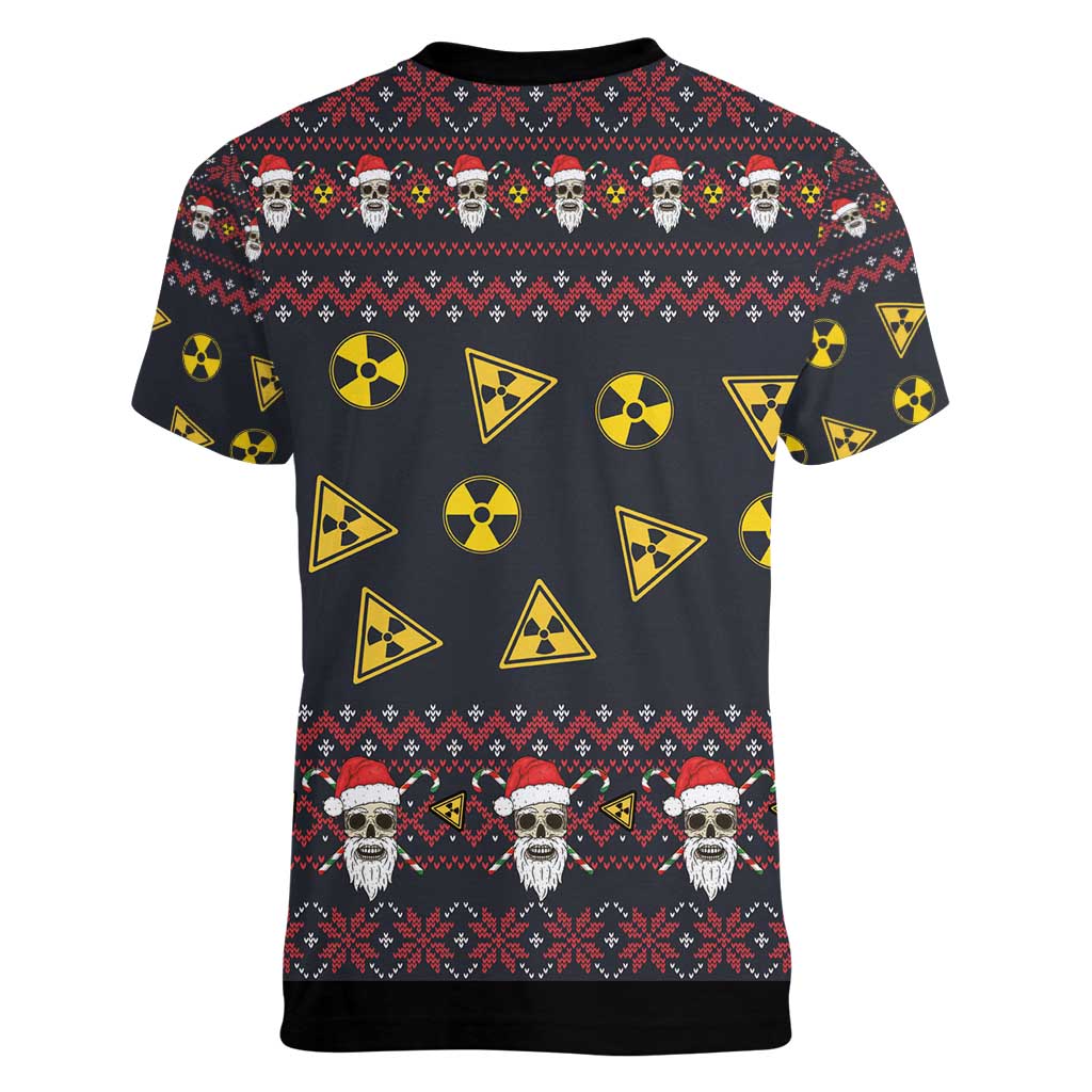Skull Have A Rad Christmas Women V-Neck T-Shirt Santa Skull - Wonder Print Shop
