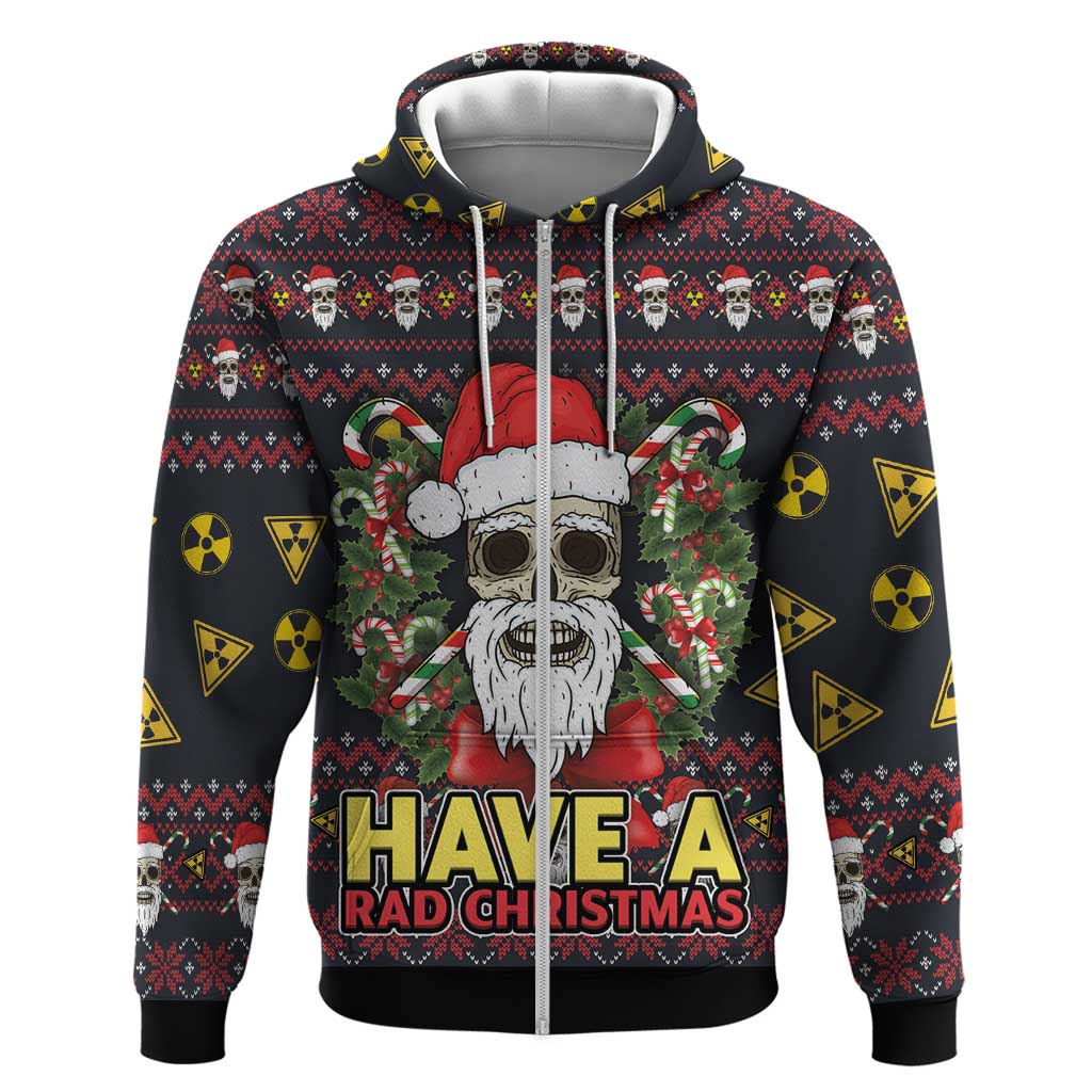 Skull Have A Rad Christmas Zip Hoodie Santa Skull - Wonder Print Shop