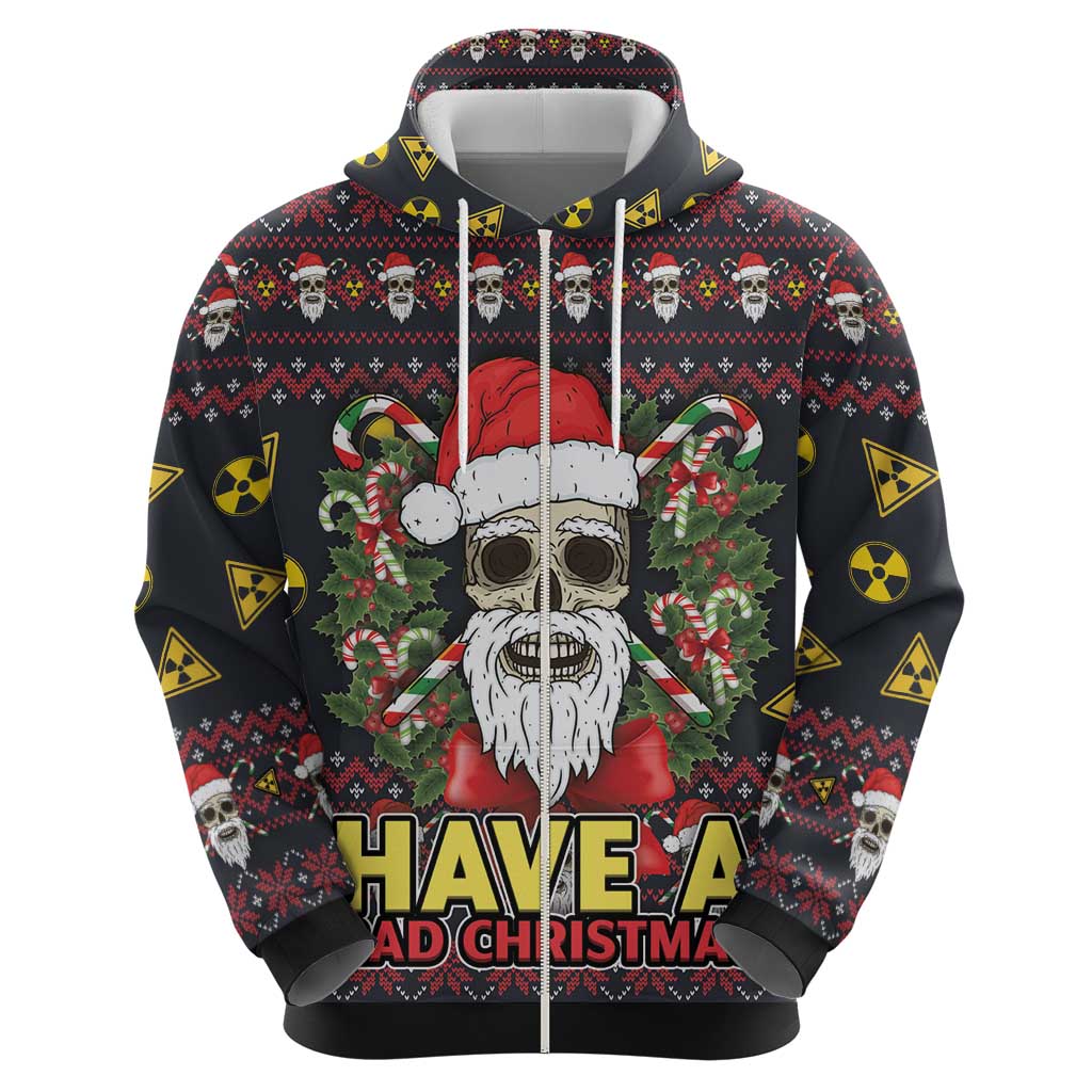 Skull Have A Rad Christmas Zip Hoodie Santa Skull - Wonder Print Shop