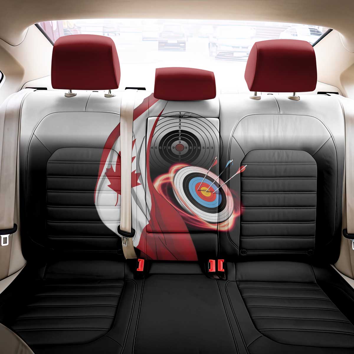 Canadian Flag Back Car Seat Cover Canada Archery Target - Maple Leaf