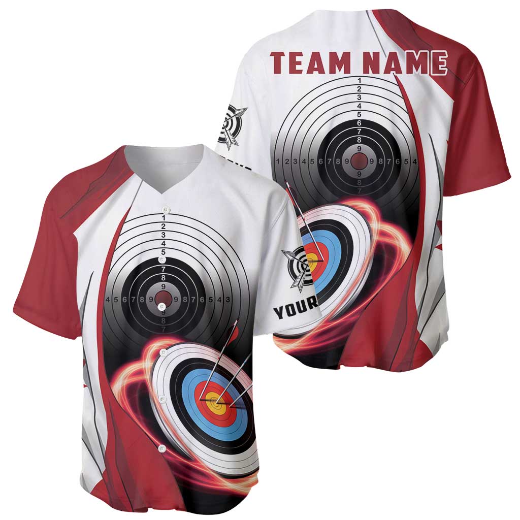 Personalized Canadian Flag Baseball Jersey Canada Archery Target - Maple Leaf