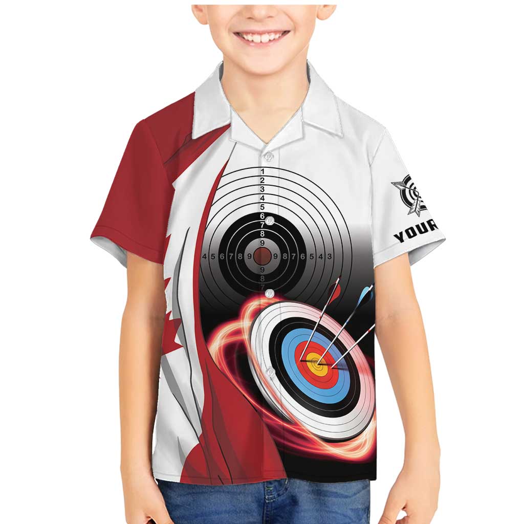 Personalized Canadian Flag Family Matching Mermaid Dress and Hawaiian Shirt Canada Archery Target - Maple Leaf