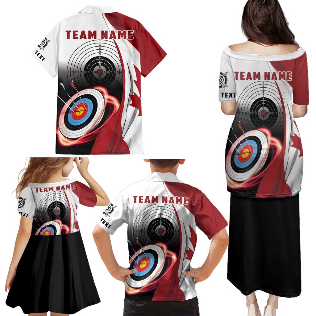 Personalized Canadian Flag Family Matching Puletasi and Hawaiian Shirt Canada Archery Target - Maple Leaf