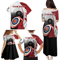 Personalized Canadian Flag Family Matching Puletasi and Hawaiian Shirt Canada Archery Target - Maple Leaf