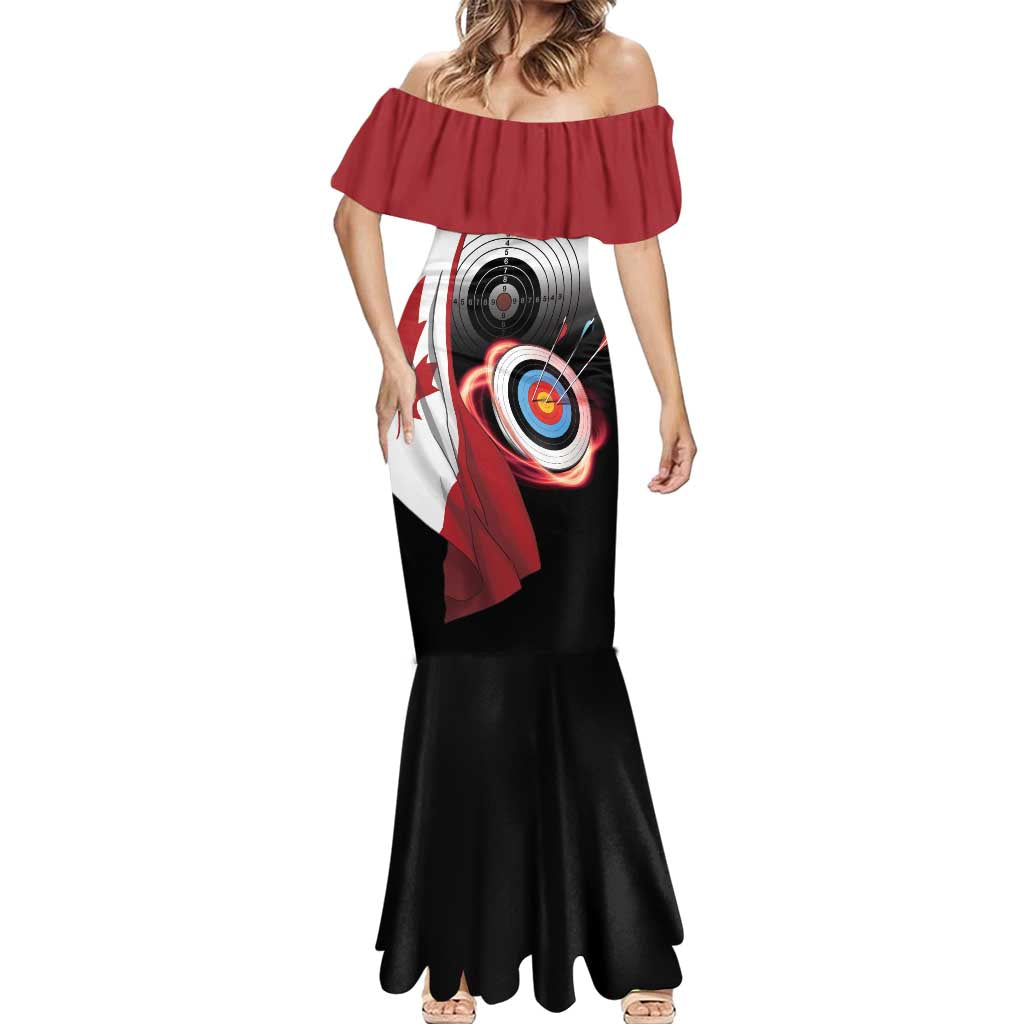 Personalized Canadian Flag Mermaid Dress Canada Archery Target - Maple Leaf