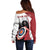 Personalized Canadian Flag Off Shoulder Sweater Canada Archery Target - Maple Leaf