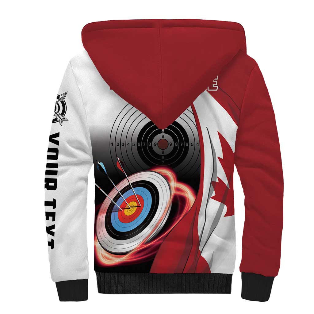 Personalized Canadian Flag Sherpa Hoodie Canada Archery Target - Maple Leaf