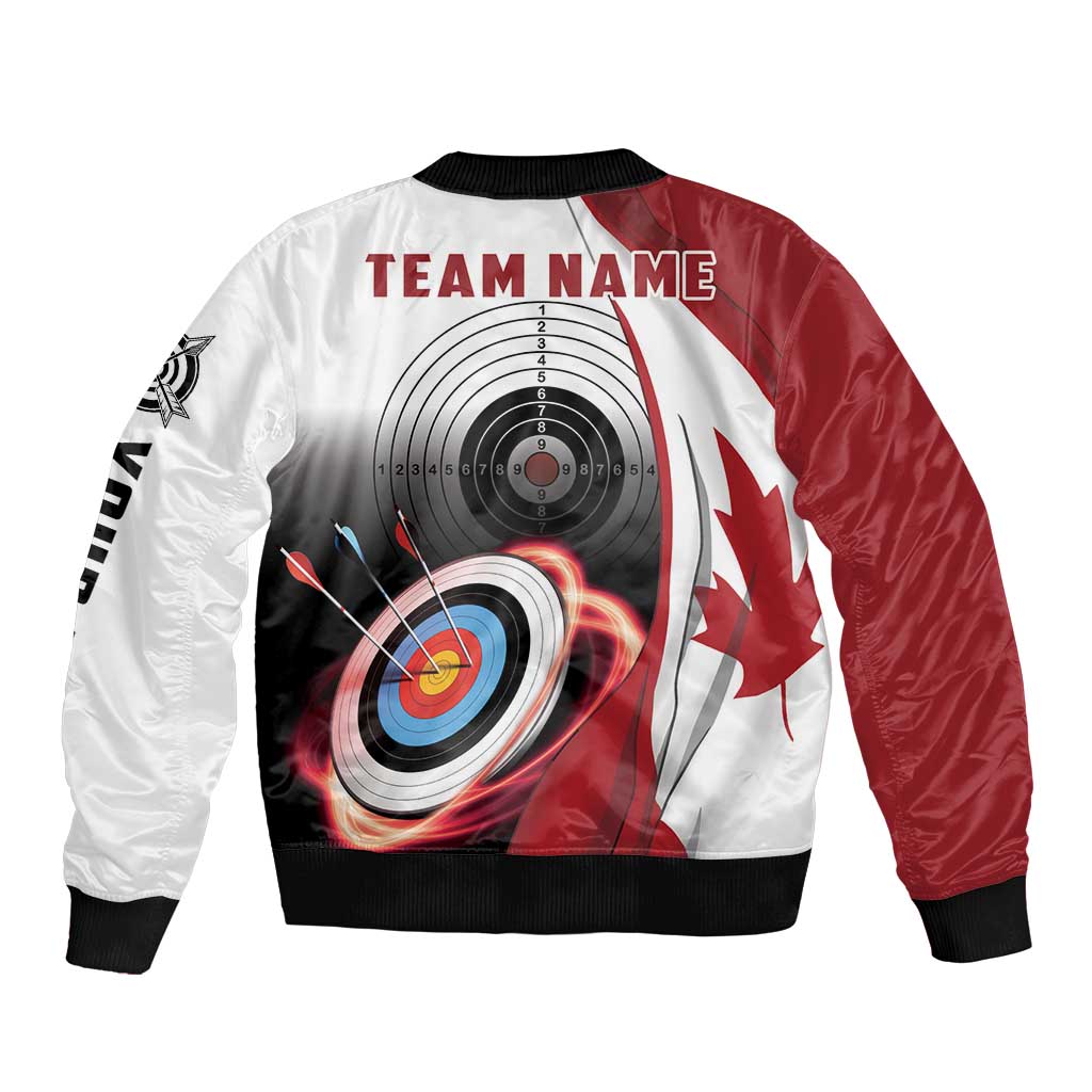 Personalized Canadian Flag Sleeve Zip Bomber Jacket Canada Archery Target - Maple Leaf