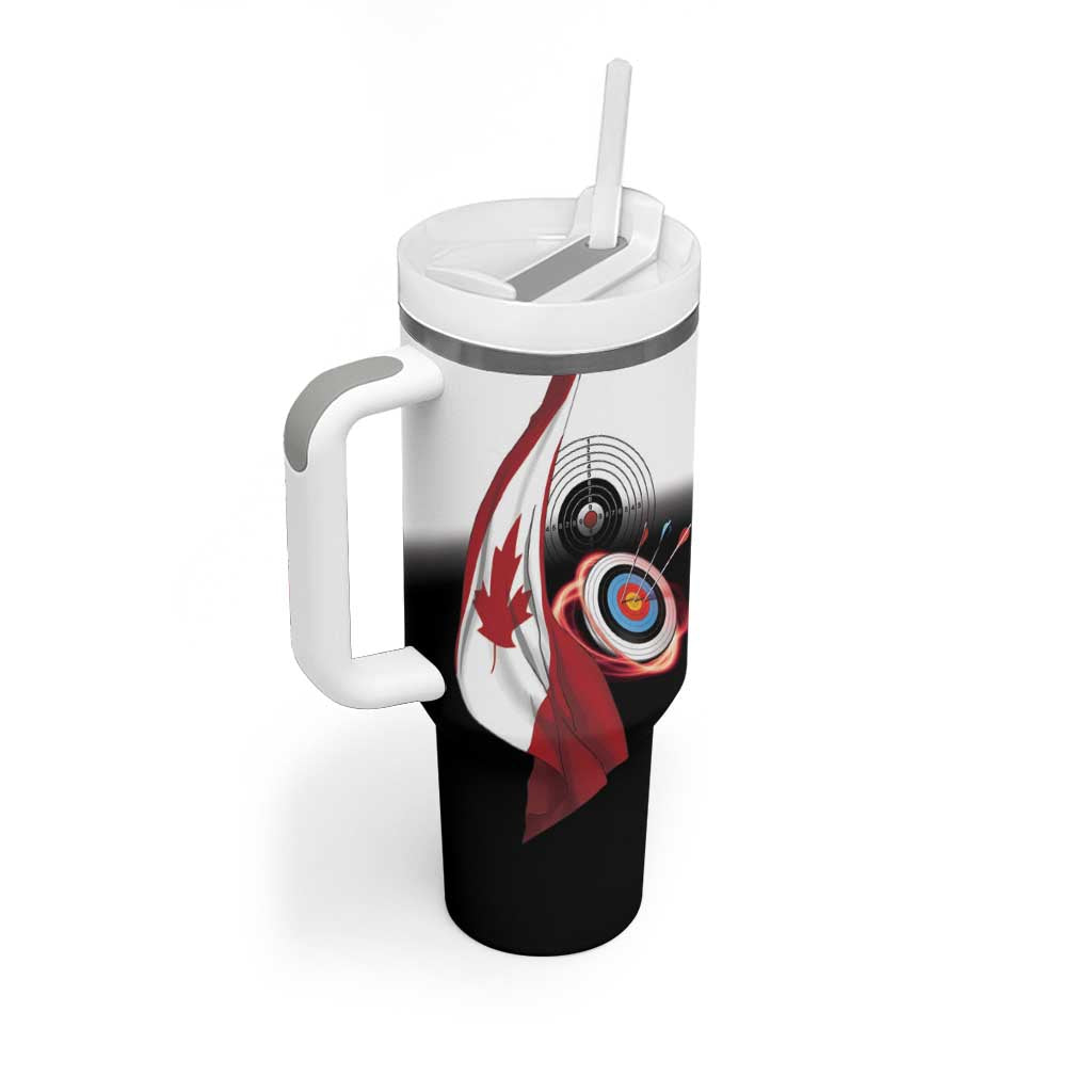 Personalized Canadian Flag Tumbler With Handle Canada Archery Target - Maple Leaf