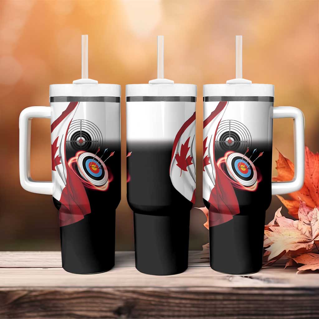 Personalized Canadian Flag Tumbler With Handle Canada Archery Target - Maple Leaf