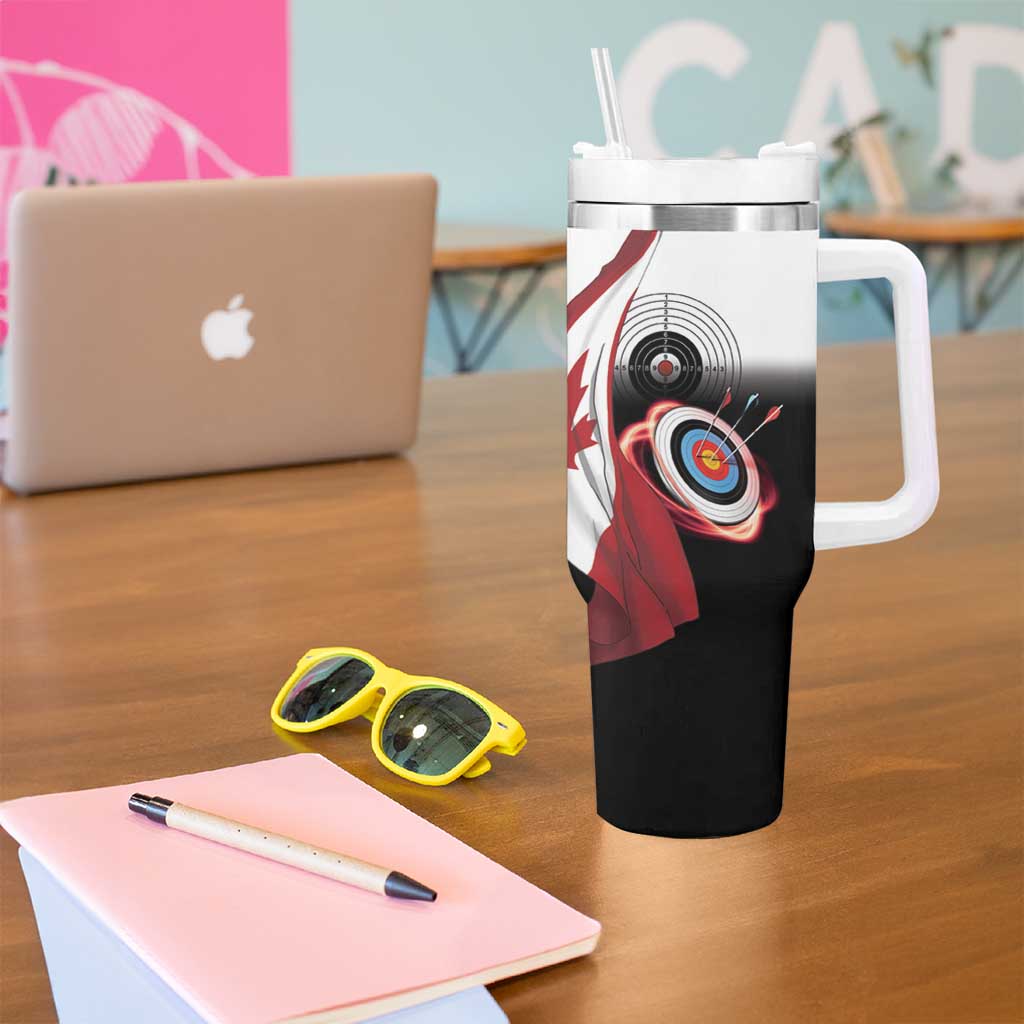 Personalized Canadian Flag Tumbler With Handle Canada Archery Target - Maple Leaf