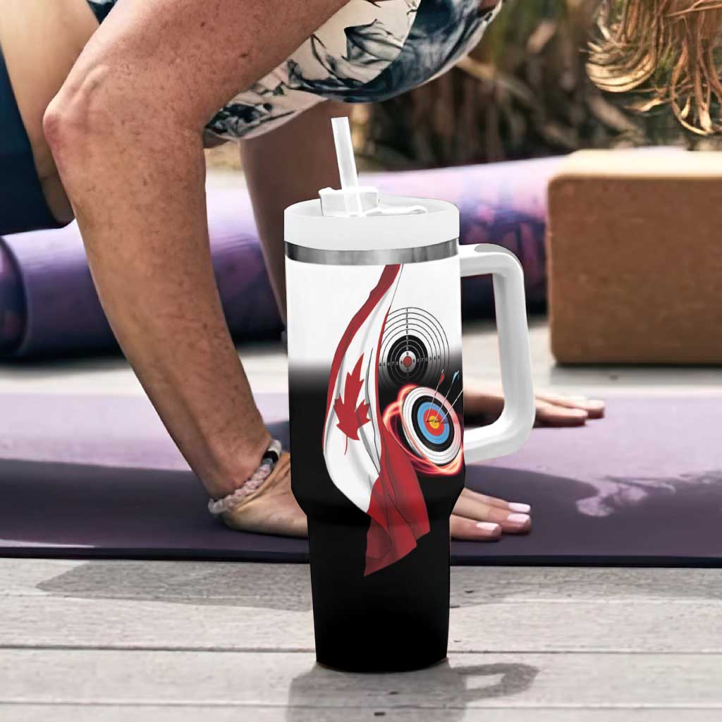 Personalized Canadian Flag Tumbler With Handle Canada Archery Target - Maple Leaf