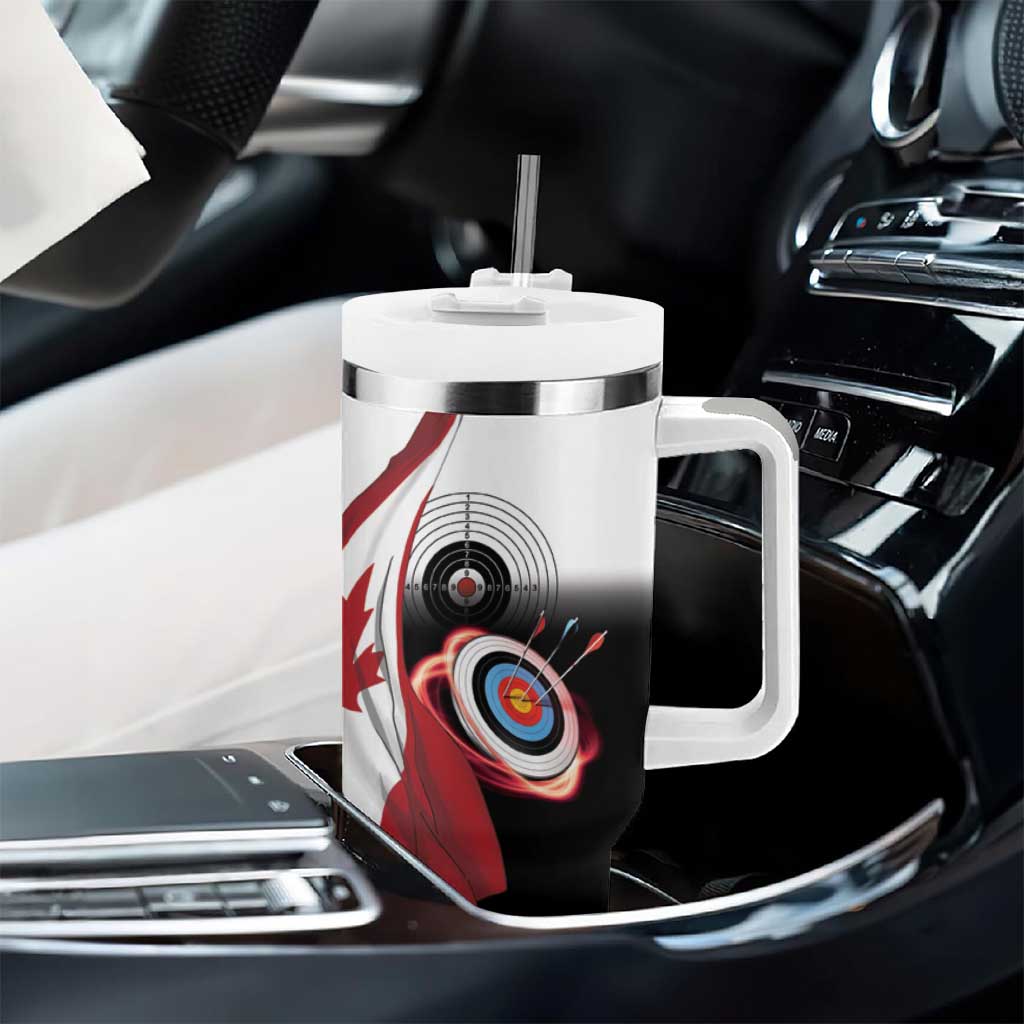 Personalized Canadian Flag Tumbler With Handle Canada Archery Target - Maple Leaf