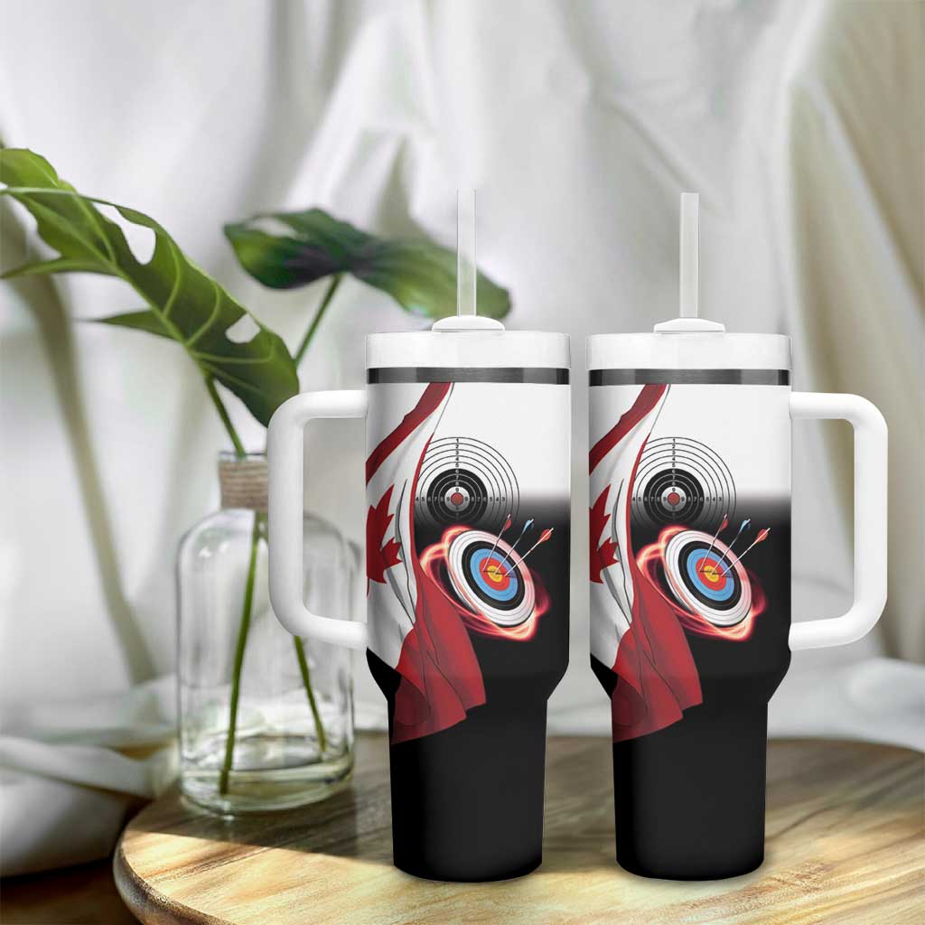 Personalized Canadian Flag Tumbler With Handle Canada Archery Target - Maple Leaf