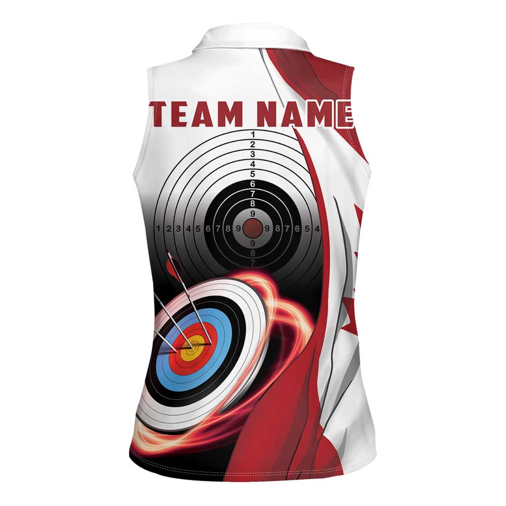 Personalized Canadian Flag Women Sleeveless Polo Shirt Canada Archery Target - Maple Leaf