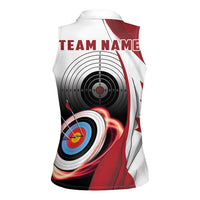 Personalized Canadian Flag Women Sleeveless Polo Shirt Canada Archery Target - Maple Leaf