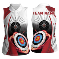 Personalized Canadian Flag Women Sleeveless Polo Shirt Canada Archery Target - Maple Leaf