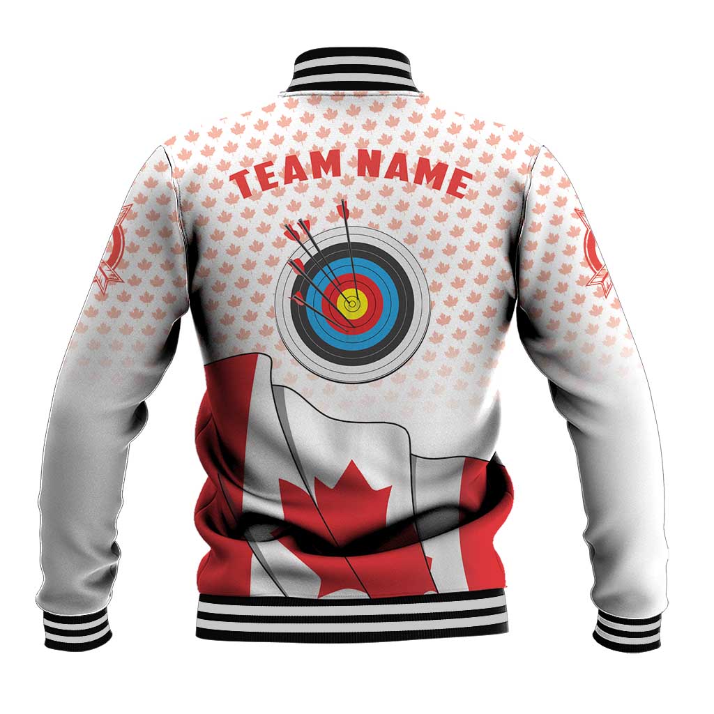 Personalized Canada Archery Baseball Jacket Maple Leaf Canadian Flag