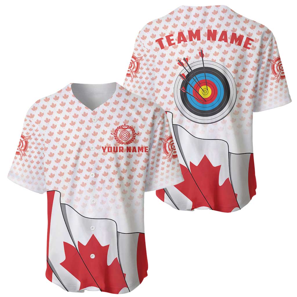 Personalized Canada Archery Baseball Jersey Maple Leaf Canadian Flag