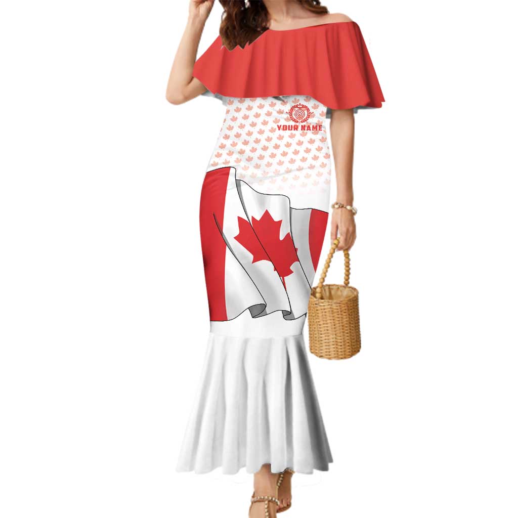 Personalized Canada Archery Family Matching Mermaid Dress and Hawaiian Shirt Maple Leaf Canadian Flag