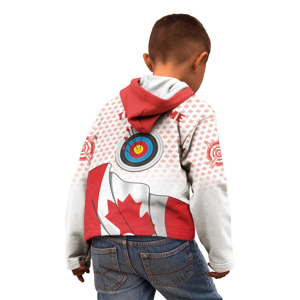 Personalized Canada Archery Kid Hoodie Maple Leaf Canadian Flag